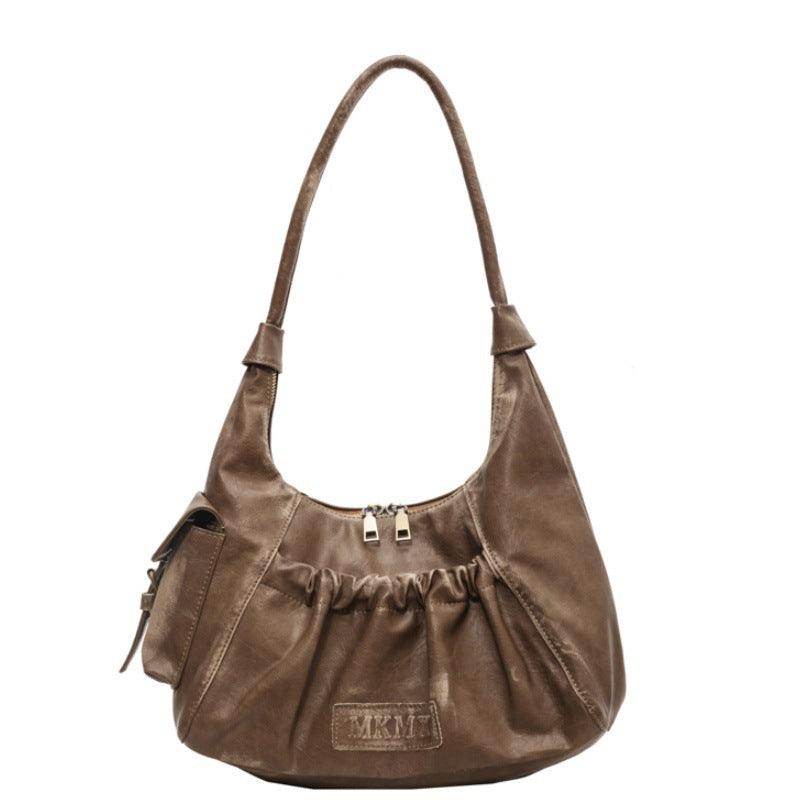 Atelier Sacrum Retro-Style Vegan Leather Shoulder Bag in Brown, Black, and Khaki