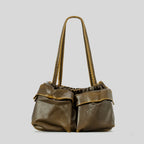 Atelier Sacrum Large Capacity Vegan Leather Shoulder Bag with Multi-Pockets for Women