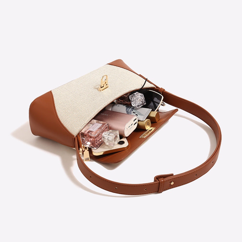 Atelier Sacrum Vegan Leather One-Shoulder Women's Bag with Elegant Contrast Colors