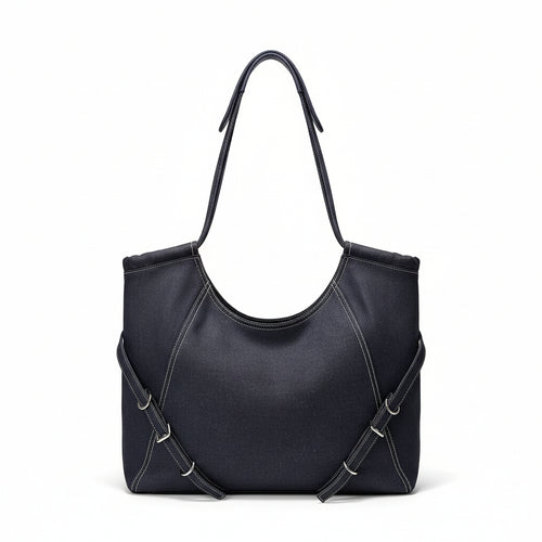 Retro-Inspired Large Capacity Casual Shoulder Bag in Soft Vegan Leather
