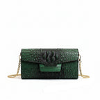 Croc-Embossed Vegan Leather Crossbody Clutch – Small Shoulder Bag