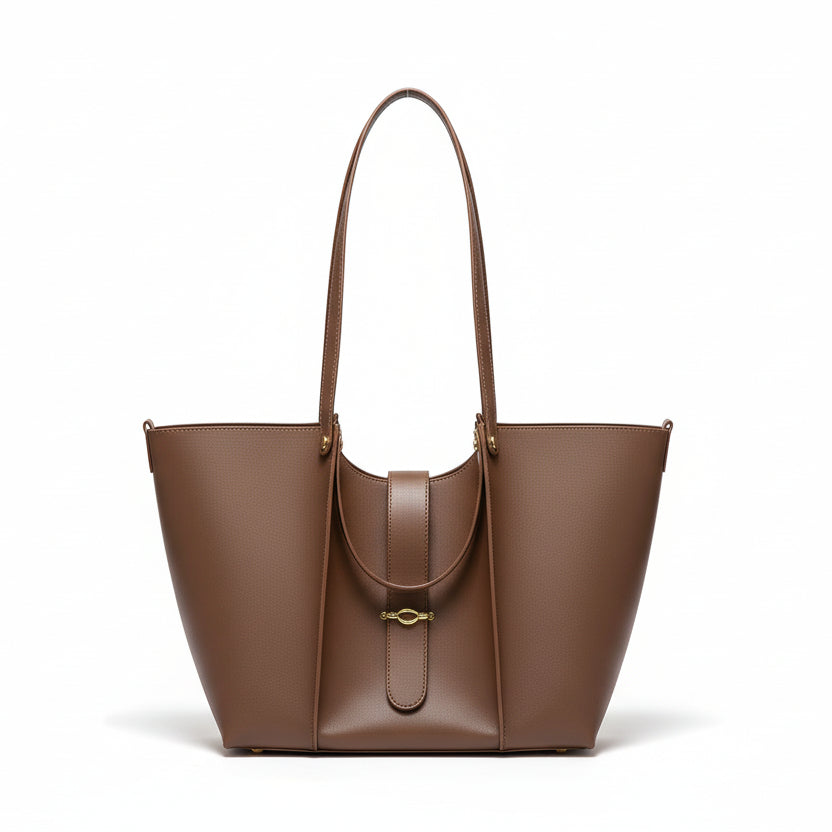 Brown leather handbag