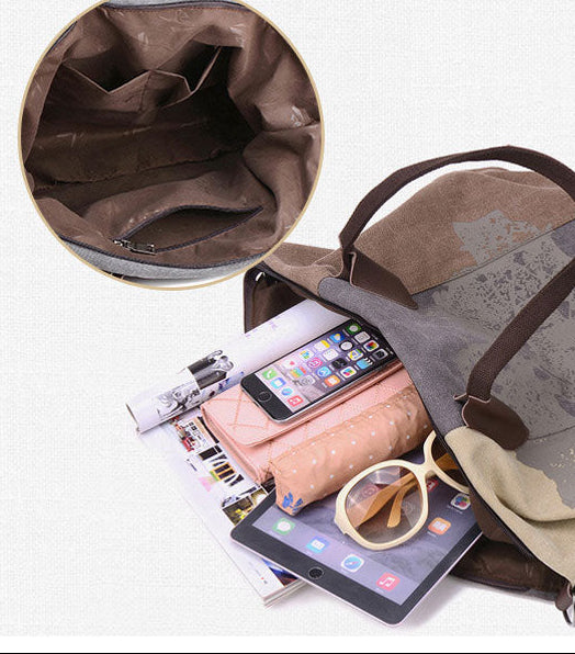 Atelier Sacrum Elegant Women's Canvas Shoulder Bag with ID Holder and Zipper Pocket