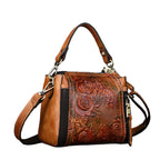 Retro leather female bag hand embossed handbag top layer cowhide fashion wild single shoulder diagonal bucket backpack
