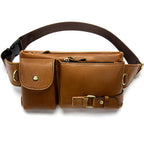 Men's Retro Leather Waist and Shoulder Crossbody Bag - First Layer Cowhide
