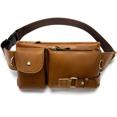 Men's Retro Leather Waist and Shoulder Crossbody Bag - First Layer Cowhide