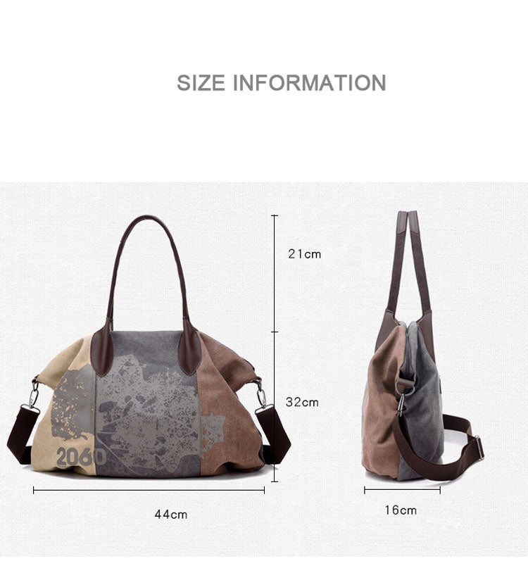 Atelier Sacrum Elegant Women's Canvas Shoulder Bag with ID Holder and Zipper Pocket