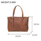 Simple First Layer Cowhide Tote Bag Retro Ladies Shoulder Bag