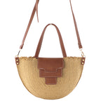 Small Semicircle Straw Shoulder Bag – Woven Crossbody Beach Bag