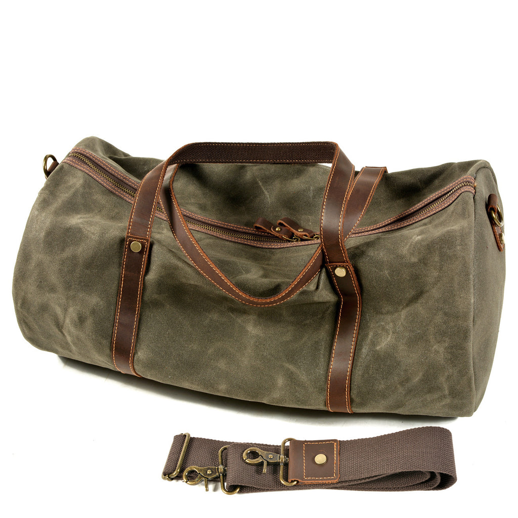 Retro Large Waterproof Canvas Foldable Travel Bag with Triple Shoulder Straps