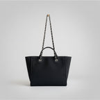 Atelier Sacrum Elegant Women's Canvas Shoulder Bag with Vegan Leather Accent - Stylish Commuter Handbag