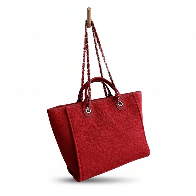 Atelier Sacrum Elegant Women's Canvas Shoulder Bag with Vegan Leather Accent - Stylish Commuter Handbag