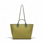 Atelier Sacrum Elegant Women's Canvas Shoulder Bag with Vegan Leather Accent - Stylish Commuter Handbag