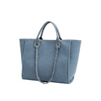 Atelier Sacrum Elegant Women's Canvas Shoulder Bag with Vegan Leather Accent - Stylish Commuter Handbag