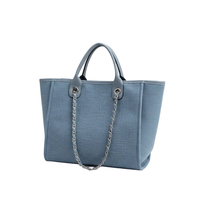 Atelier Sacrum Elegant Women's Canvas Shoulder Bag with Vegan Leather Accent - Stylish Commuter Handbag