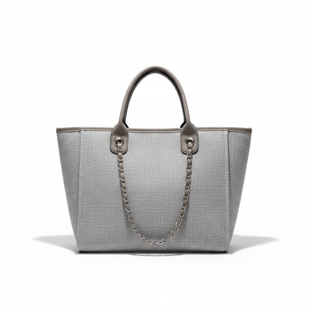 Atelier Sacrum Elegant Women's Canvas Shoulder Bag with Vegan Leather Accent - Stylish Commuter Handbag