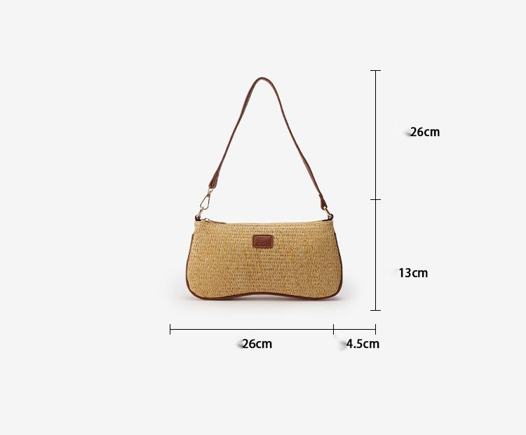 Elegant Women’s Braided Saddle Bag in Straw with Vegan Leather Detail - Stylish Small Shoulder Handbag