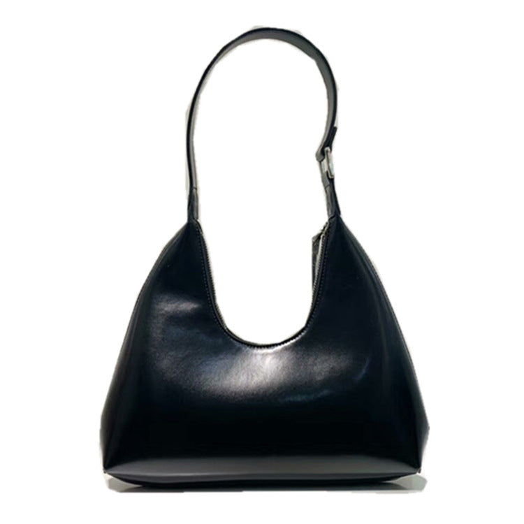 Retro U-Shaped Cowhide Shoulder Bag for Women - Elegant & Minimalist