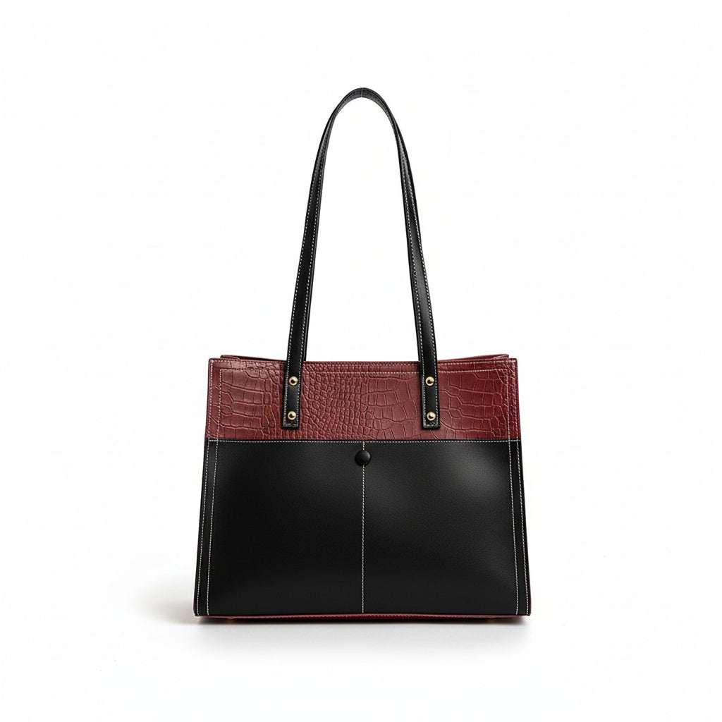 Atelier Sacrum Large-Capacity Vegan Leather Tote Bag with Shoulder Strap
