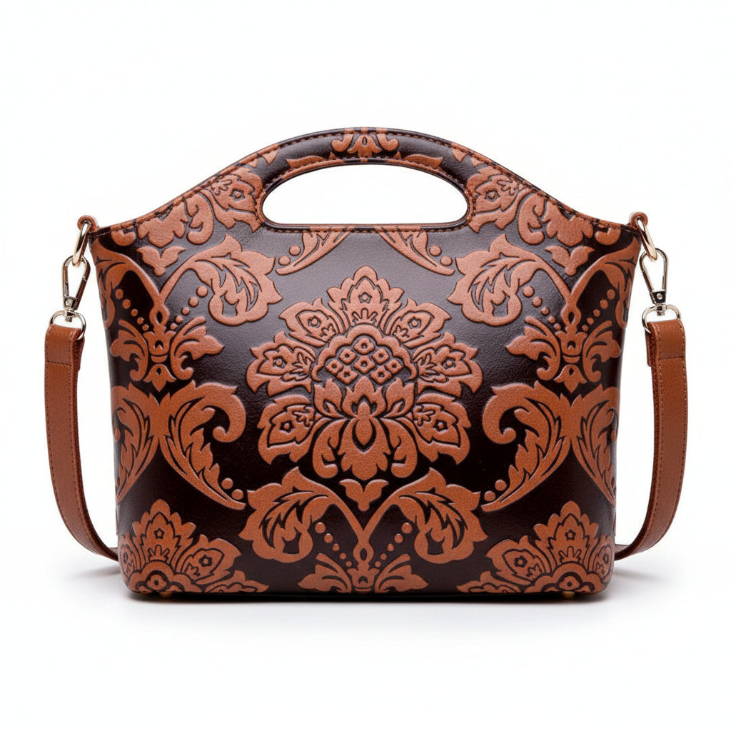 Floral Embossed Minimal Shoulder Bag