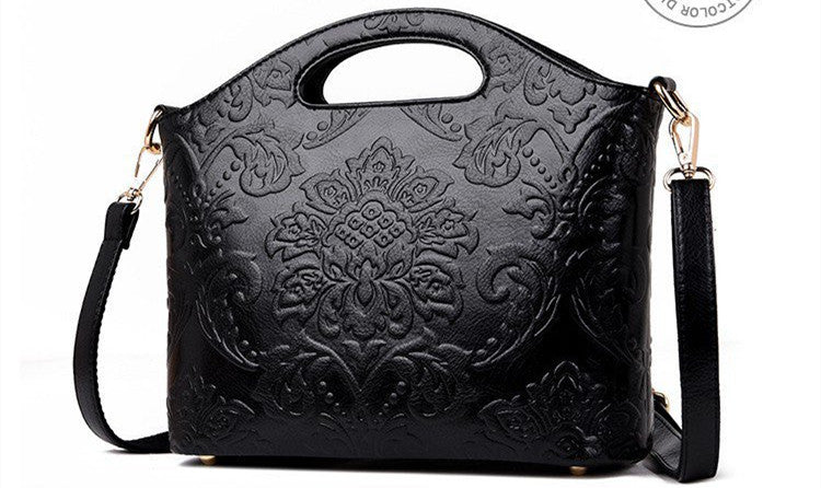 Floral Embossed Minimal Shoulder Bag