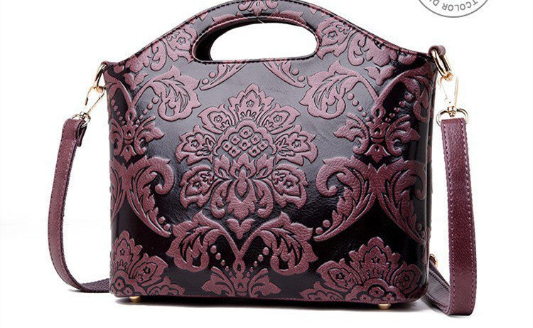Floral Embossed Minimal Shoulder Bag