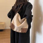 Retro Style Large Capacity Underarm Shoulder Bag in Vegan Leather