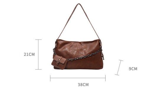 Retro Chain Shoulder Bag with Small Wallet in Premium Vegan Leather