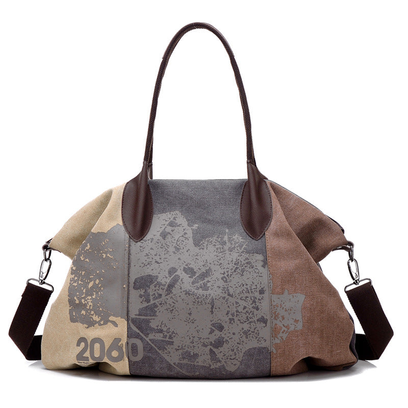 Atelier Sacrum Elegant Women's Canvas Shoulder Bag with ID Holder and Zipper Pocket