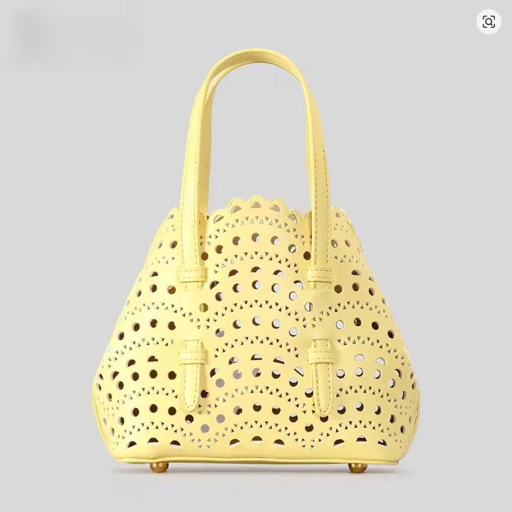 Atelier Sacrum Elegant Hollow Carved Vegan Leather Tote and Shoulder Messenger Bag