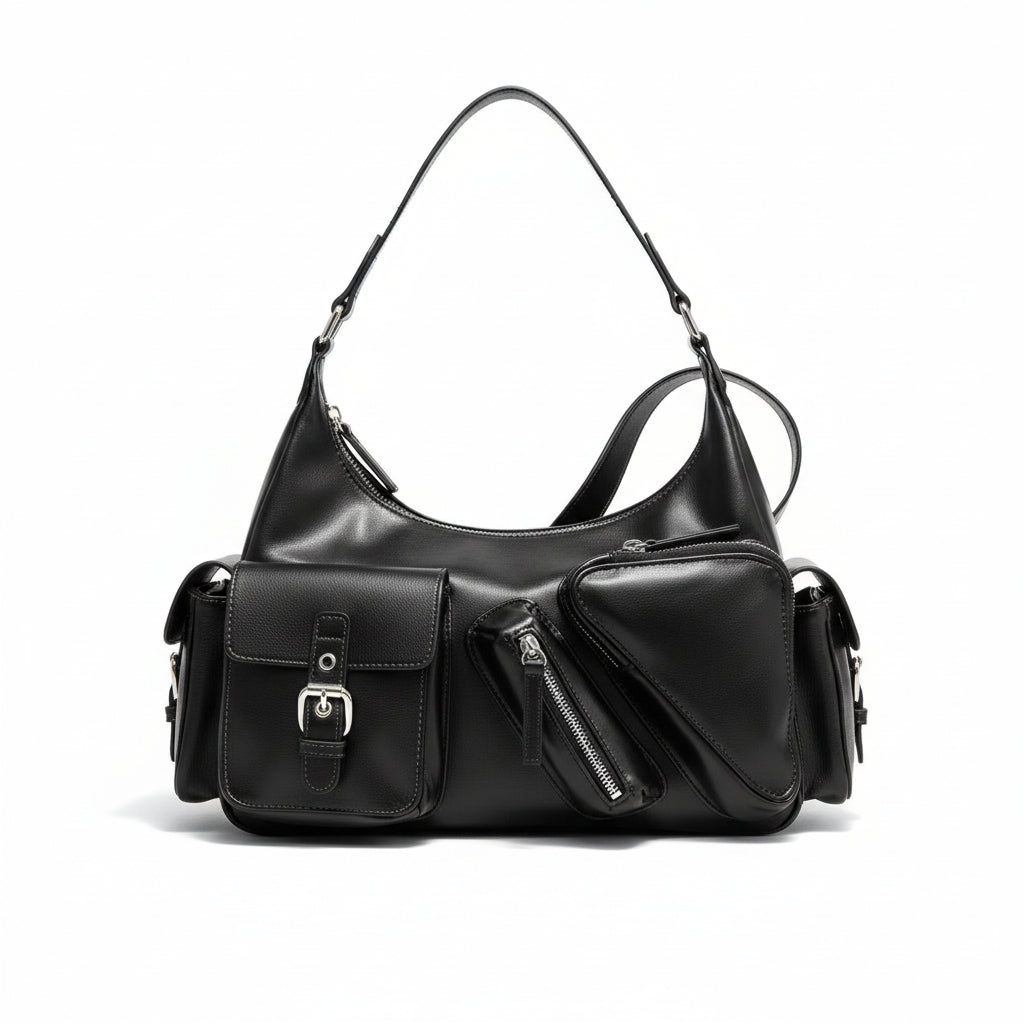 Atelier Sacrum New Retro Biker Style Vegan Leather Shoulder Underarm Bag