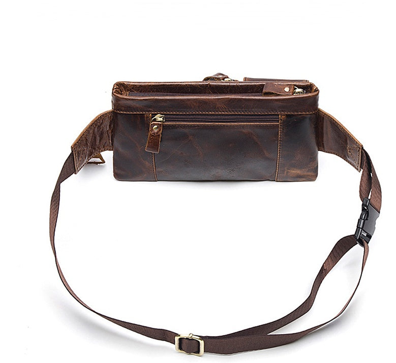 Men's Retro Leather Waist and Shoulder Crossbody Bag - First Layer Cowhide