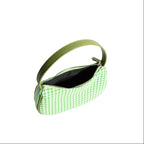 Atelier Sacrum Vegan Leather Crescent Stitch-Detail Shoulder Bag in Checkered Pattern