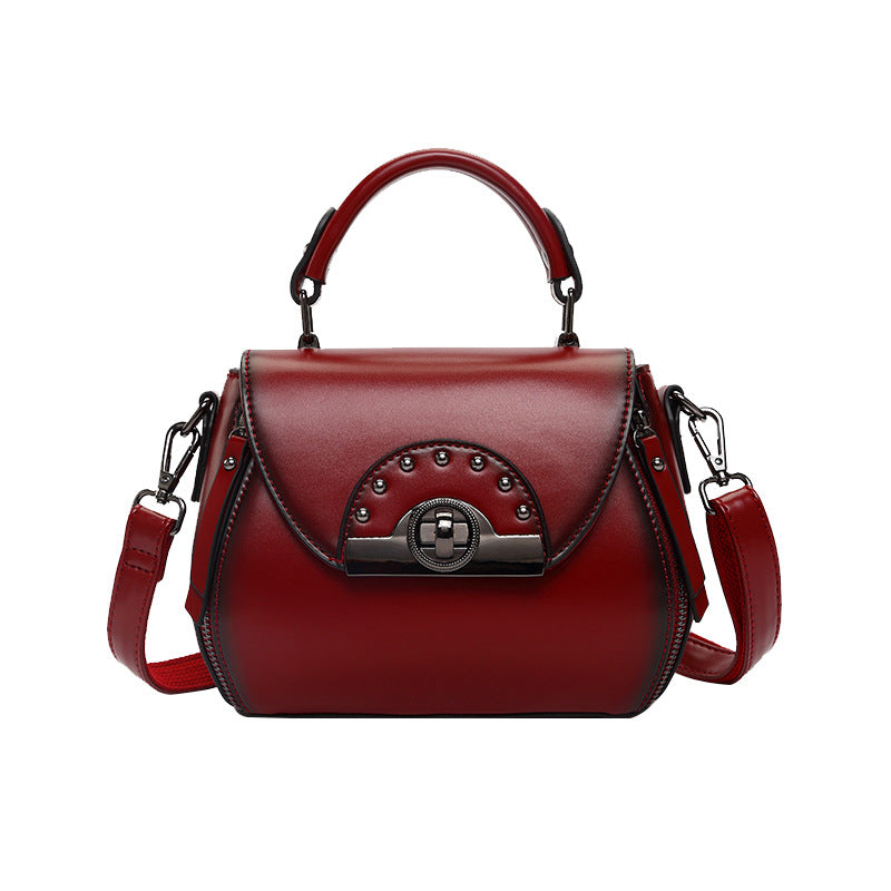 Retro Small Leather Shoulder Bag – Square Crossbody Handbag