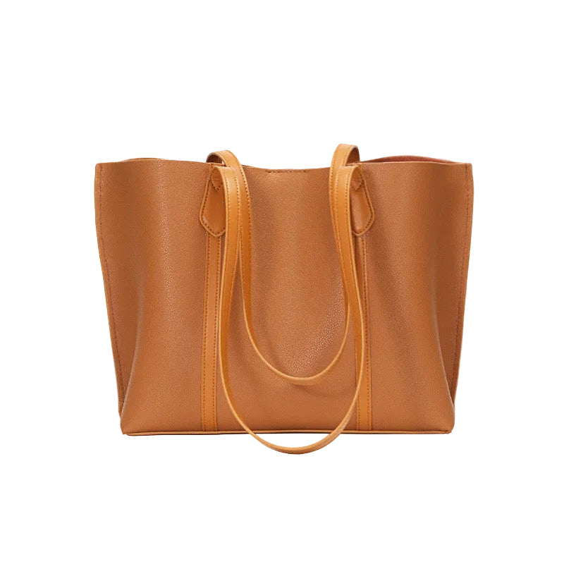 Large capacity cowhide shoulder bag