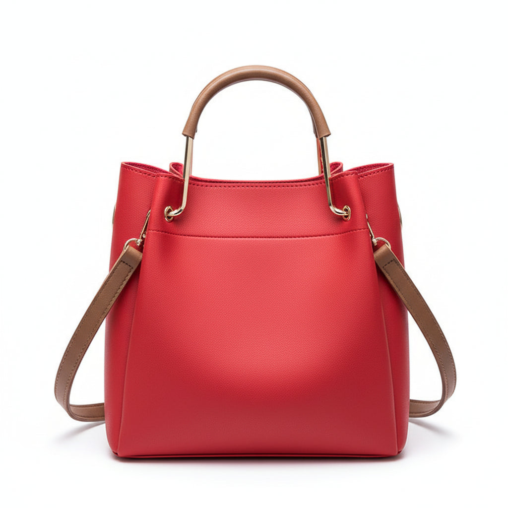 Atelier Sacrum Women's Large Capacity Vegan Leather Bucket Tote Bag – Casual Solid Color Messenger Shoulder Bag