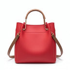 Atelier Sacrum Women's Large Capacity Vegan Leather Bucket Tote Bag – Casual Solid Color Messenger Shoulder Bag