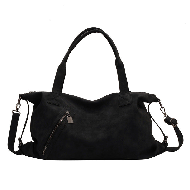 Stylish Large Capacity Women's Shoulder Bag - Retro Velvet Design