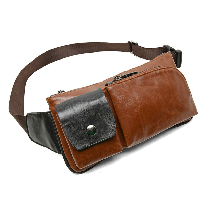 Atelier Sacrum Vegan Leather Retro Single Shoulder Chest Satchel for Men – Sports and Leisure Style