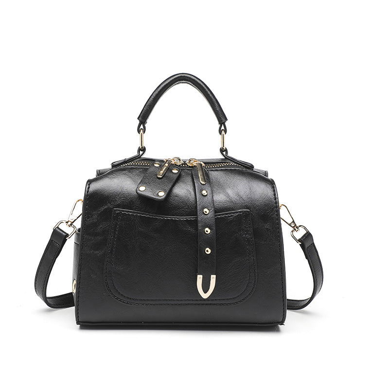 Small Vegan Leather Shoulder Bag – Retro Satchel Crossbody