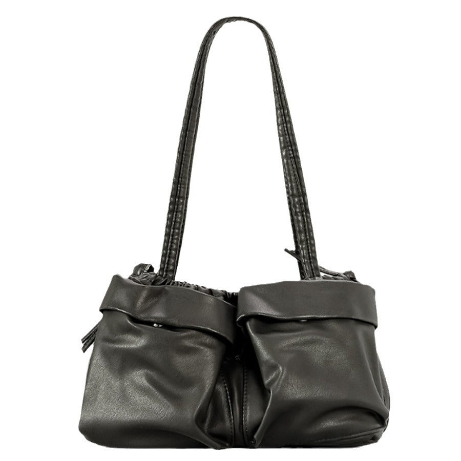 Atelier Sacrum Large Capacity Vegan Leather Shoulder Bag with Multi-Pockets for Women