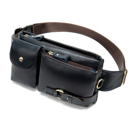 Men's Retro Leather Waist and Shoulder Crossbody Bag - First Layer Cowhide