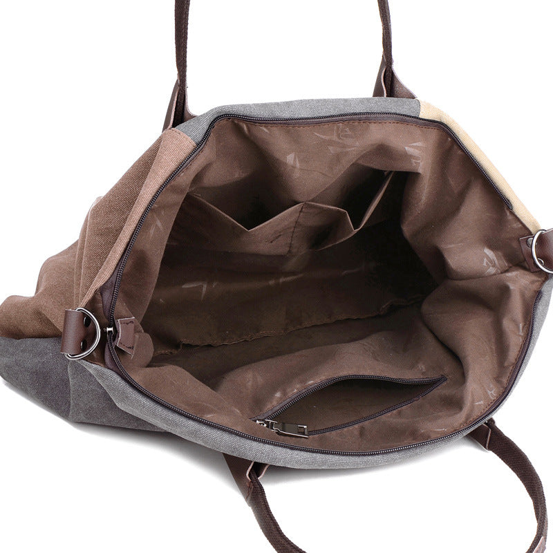 Atelier Sacrum Elegant Women's Canvas Shoulder Bag with ID Holder and Zipper Pocket