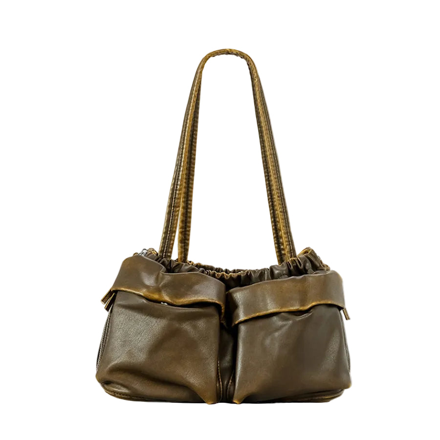 Atelier Sacrum Large Capacity Vegan Leather Shoulder Bag with Multi-Pockets for Women