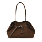 Retro Frosted Vegan Leather Tote Bag Large Capacity Shoulder Bag