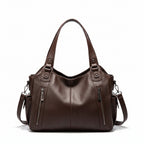 Large Vegan Leather Shoulder Bag – Textured Crossbody Handbag