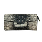 Croc-Embossed Vegan Leather Crossbody Clutch – Small Shoulder Bag