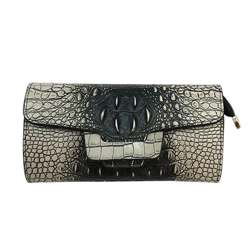 Croc-Embossed Vegan Leather Crossbody Clutch – Small Shoulder Bag