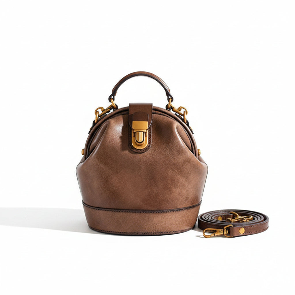 Leather Art Retro Bucket Shoulder Messenger Bag