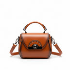 Retro Small Leather Shoulder Bag – Square Crossbody Handbag